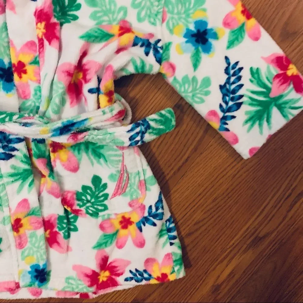 Nautica Bright Colorful Terry Cloth Robe W/Belt Swim Cover Up Size 5/6 - Picture 6 of 13